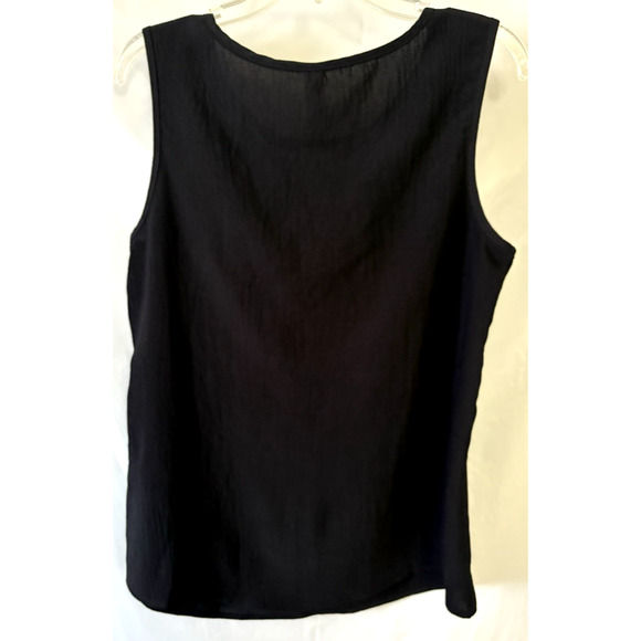Black Sleeveless Women Black Top Size L 95% Polyester 5% Spandex - Picture 2 of 6